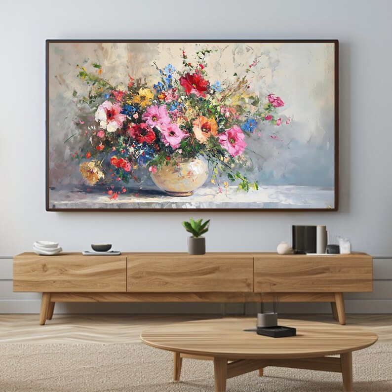 Floral Bouquet Digital Art for Samsung Frame TV Abstract Flower TV Wall
