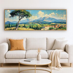 Tuscan Oil Painting Panoramic Print: Italian Countryside Landscape Art (Digital Download)