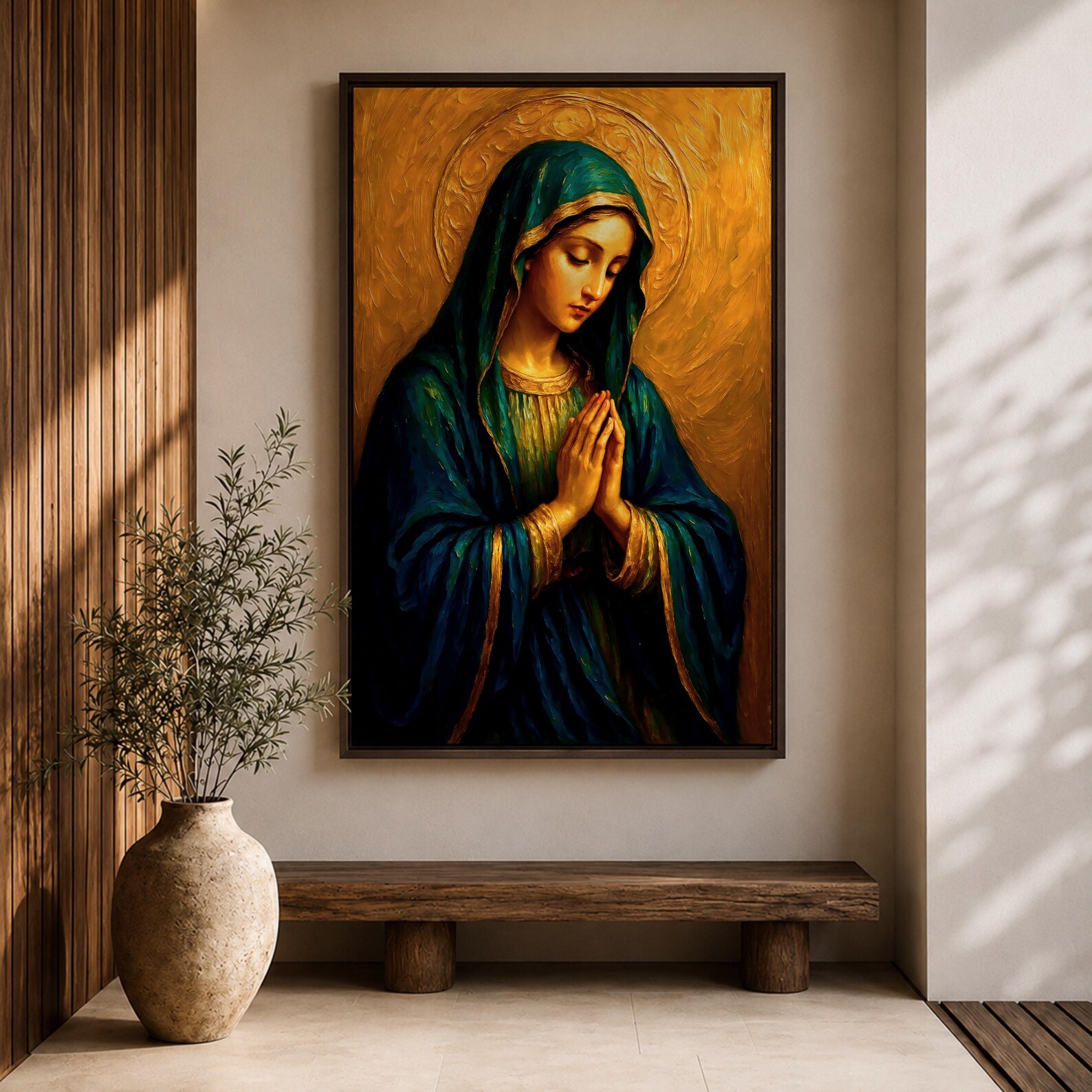 Virgin Mary Wall Art Our Lady of Sorrows Framed Canvas Catholic Sacred ...