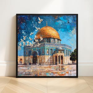 Dome of the Rock Oil Painting Print: Islamic Sacred Jerusalem Mosque (Digital Download)