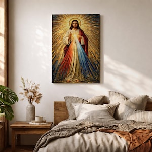 Divine Mercy Wall Art Jesus Mosaic Christian Icon Religious Gift Prayer Room Home Decor