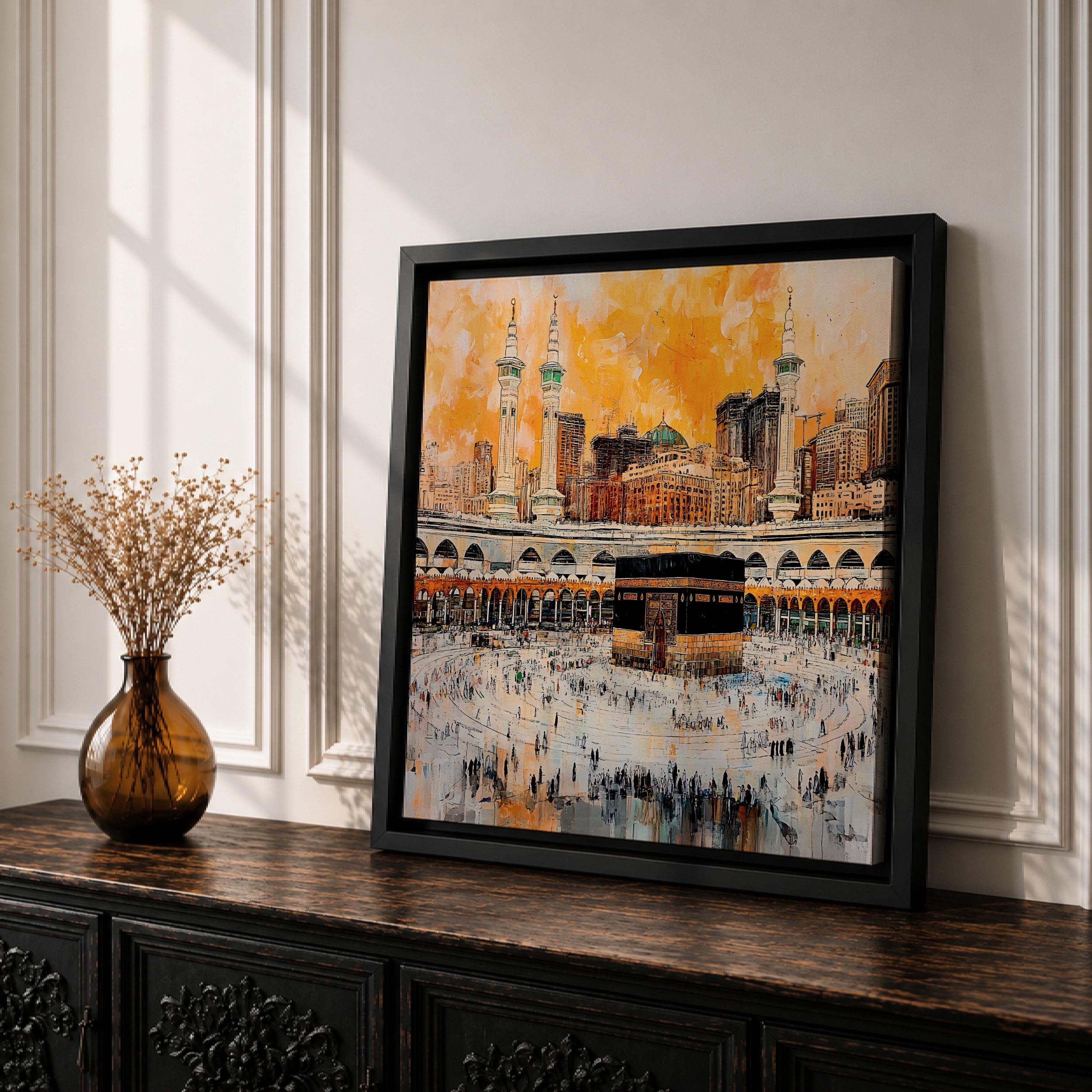 Kaaba Wall Art Masjid Haram Framed Canvas Mecca Prayer Room