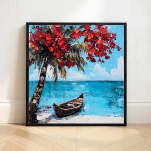 Tropical Beach Palm Tree Art Print: Vibrant Coastal Summer Decor (Digital Download)