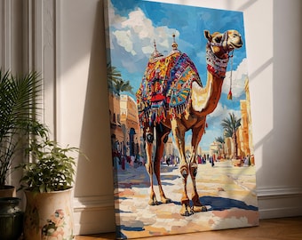 Camel Moroccan Wall Art Arabian Cultural Travel Street Market Gift Living Room Home Decor