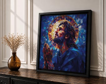 Jesus Wall Art Christ Framed Canvas Mosaic Stained Glass Christian
