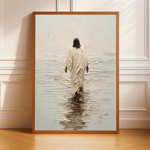 Jesus Walking on Water Art Print: Biblical Impasto Christian Decor (Digital / Print / Canvas / Framed)