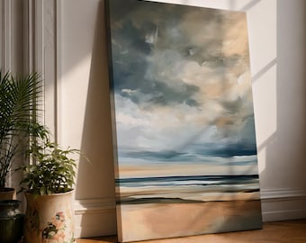 Coastal Seascape Wall Art Ocean Beach Framed Canvas Nautical Vintage Coastal Home Decor