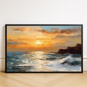Ocean Sunset Seascape Art Print: Coastal Nature-inspired Serene Decor (Digital Download)