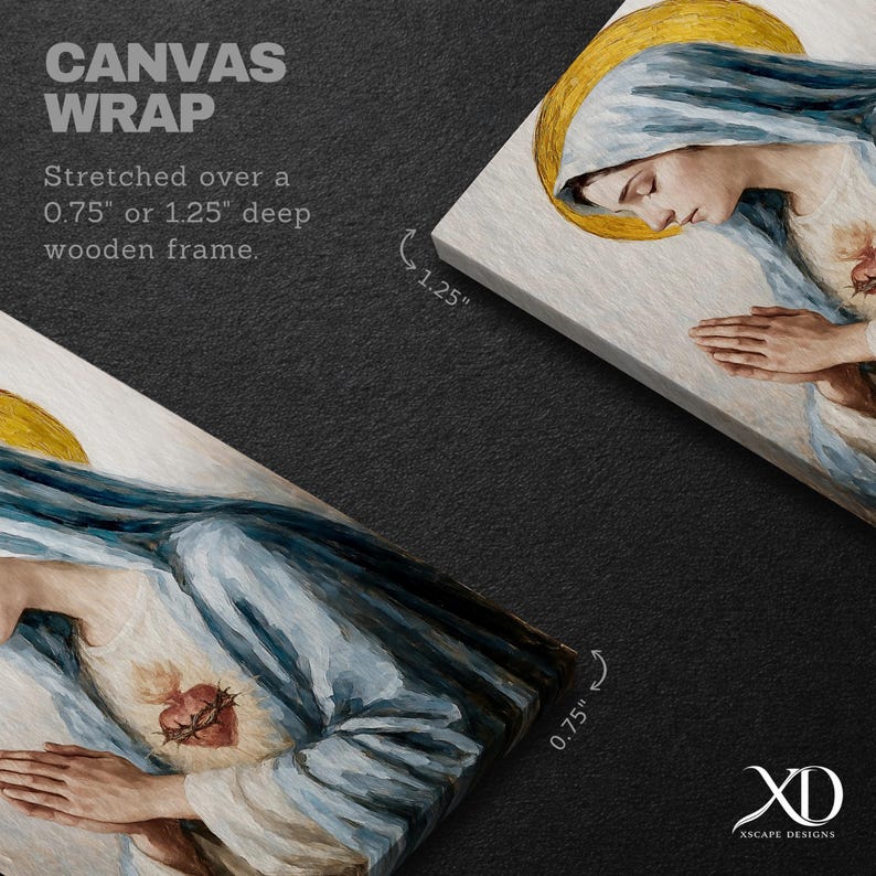 Immaculate Heart of Mary Wall Art Praying Virgin Framed Canvas Madonna ...
