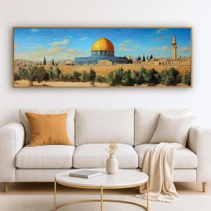 Dome of the Rock Oil Painting Panoramic Print: Islamic Sacred Mosque (Digital Download)