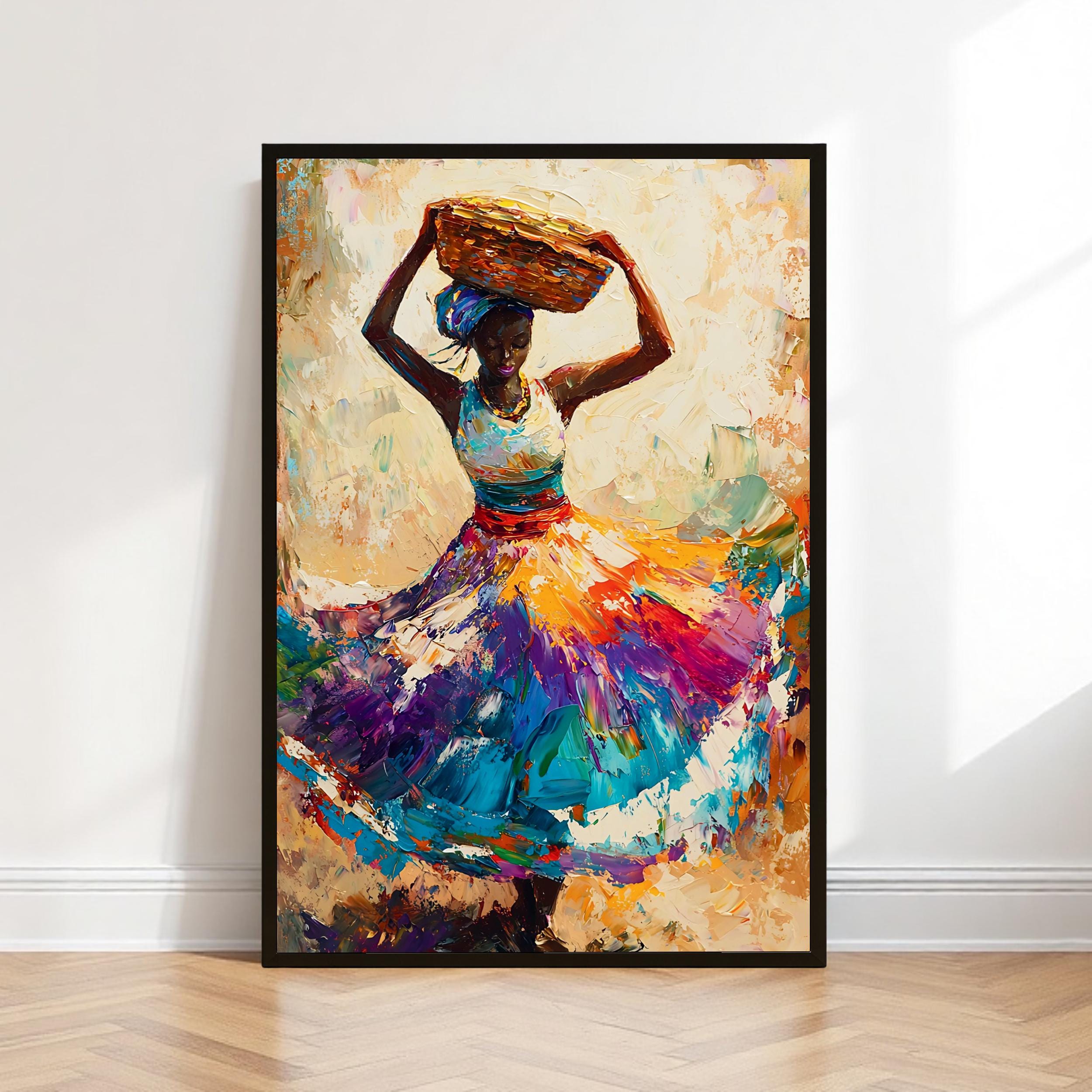 African Woman Wall Art Ethnic Cultural Dancer Abstract Gift Living