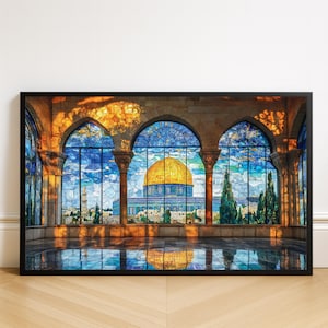 Dome of the Rock Art, Al Aqsa Mosque Print, Palestine Wall Art, Islamic Wall Art, Jerusalem Poster, Masjid Artwork