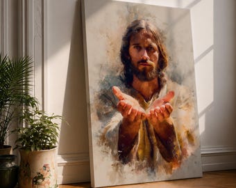 Jesus Wall Art Christ The Redeemer Framed Canvas Open Hands Christian Boho Decor