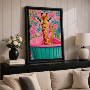 Giraffe Wildlife Wall Art Bathtub Animal Tropical Nature Gift Kids Nursery Bathroom Home Decor
