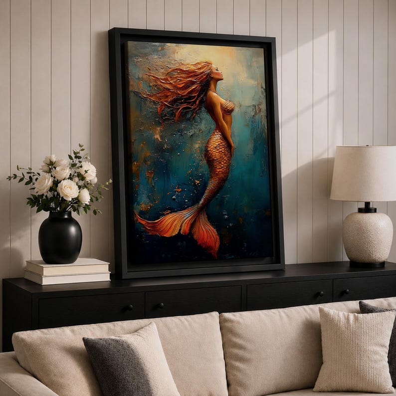 Mermaid Mythical Wall Art Sea Goddess Nymph Ocean Fantasy Gift Living Room Home Decor