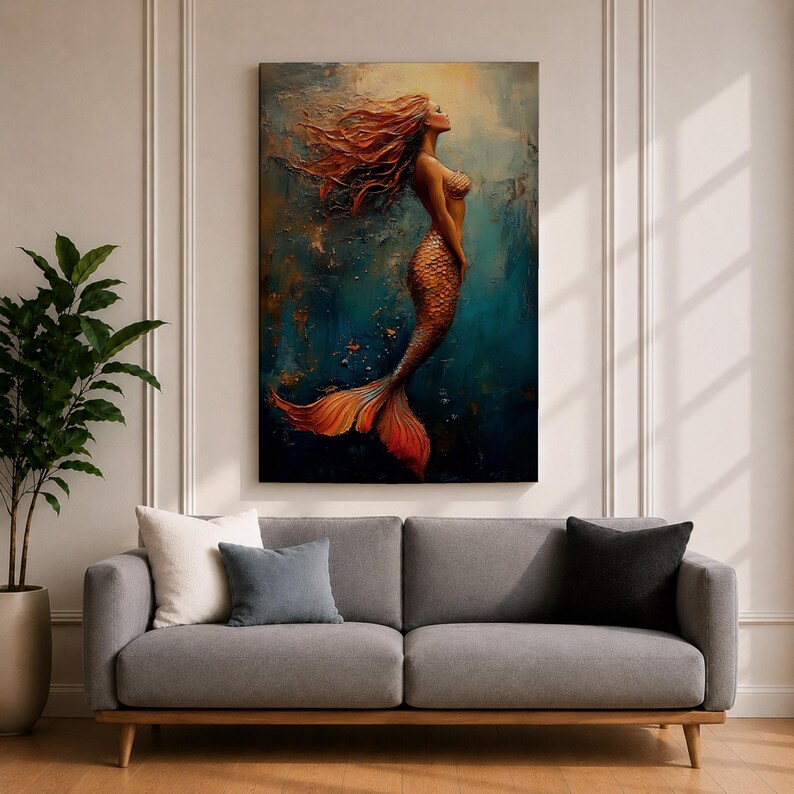 Mermaid Mythical Wall Art Sea Goddess Nymph Ocean Fantasy Gift Living Room Home Decor
