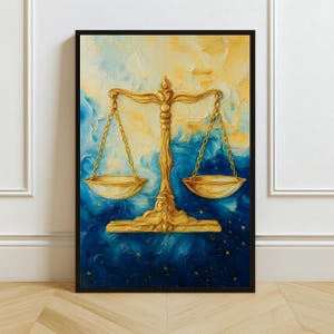 Scales of Justice Impasto Painting Print: Luxury Law Office Decor (Digital Download)