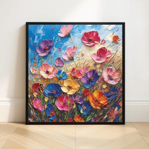 Textured Floral Wall Art: Vibrant Botanical Garden Print (Digital / Print / Canvas / Framed)