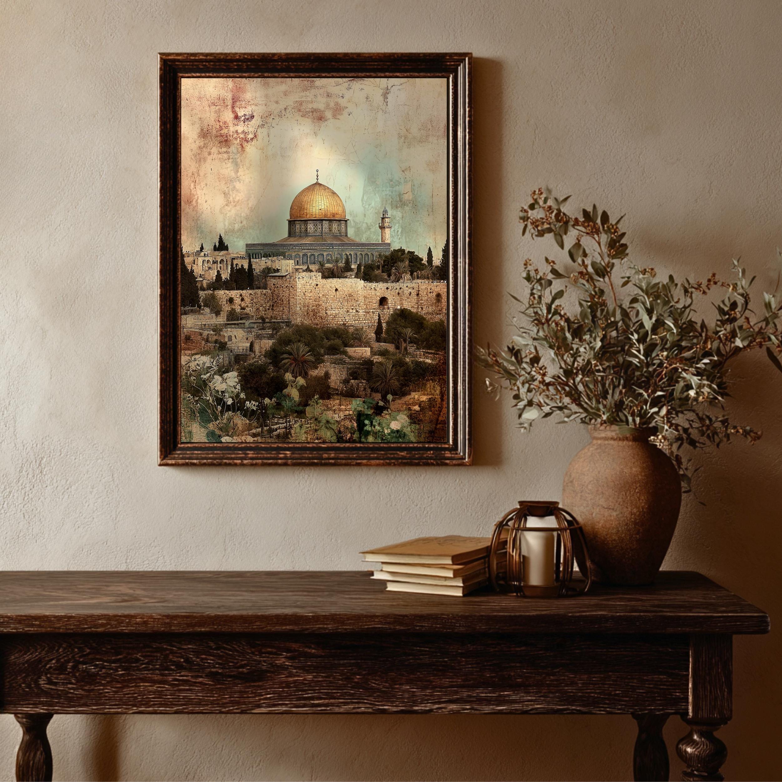 Masjid Al Aqsa Wall Art Jerusalem Old City Framed Canvas Palestine