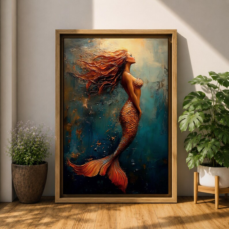 Mermaid Mythical Wall Art Sea Goddess Nymph Ocean Fantasy Gift Living Room Home Decor
