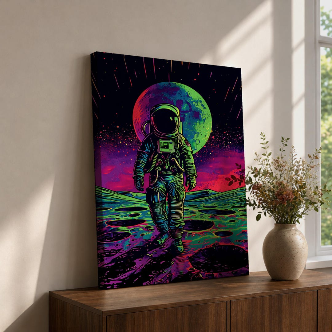 Astronaut Space Wall Art Lunar Explorer Voyager Cosmic Abstract