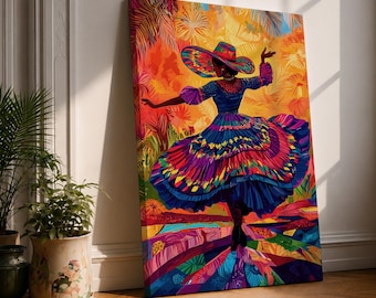 Mexican Dancer Wall Art Latin Cultural Festival Folklorico