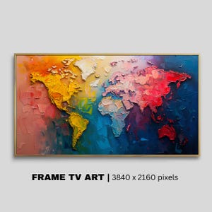 Frame TV Art Weltkarte, bunte Kartenkunst für Frame TV, Travel Tv Art, Samsung Art, digitaler Download