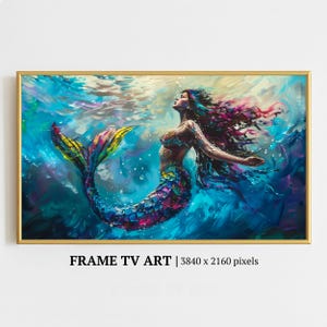 Frame Tv Art Mermaid, Underwater Fantasy Digital Download, Samsung Frame Tv Art, Abstract Wall Decor