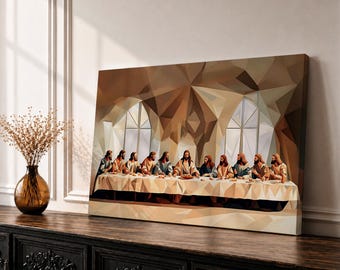 Cuadro de la Última Cena: Jesús y los apóstoles, lienzo enmarcado, abstracto, decoración bíblica cristiana para el hogar.