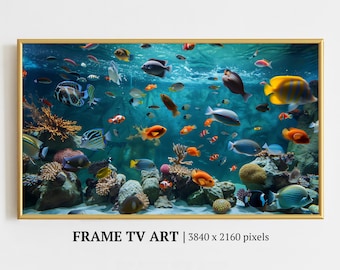 Frame Tv Art Aquarium, Vibrant Underwater Digital Download, Samsung Frame Tv Art, Modern Ocean Decor