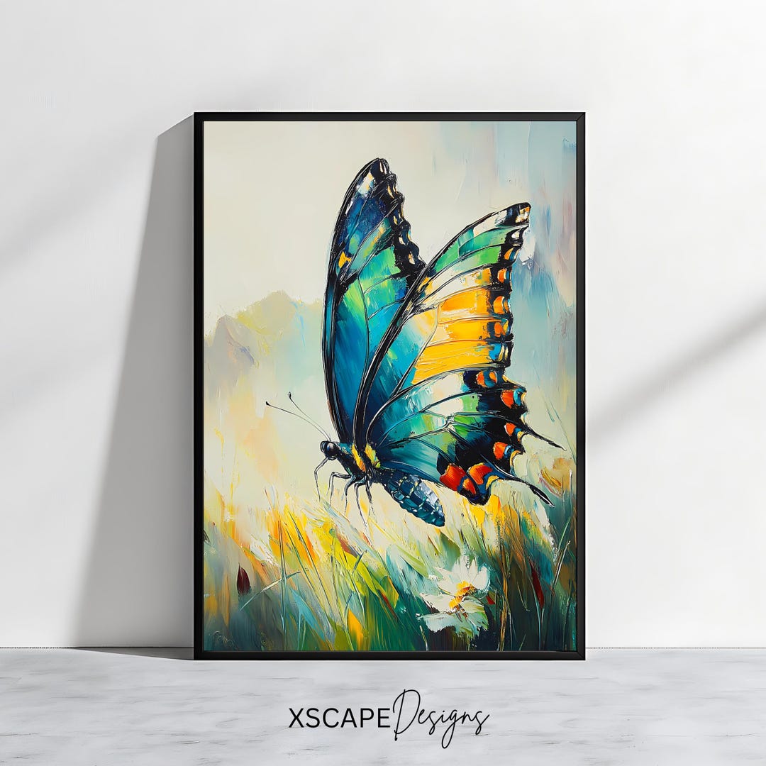 Butterfly Wall Art Print | Vibrant Nature Digital Artwork | Colorful ...