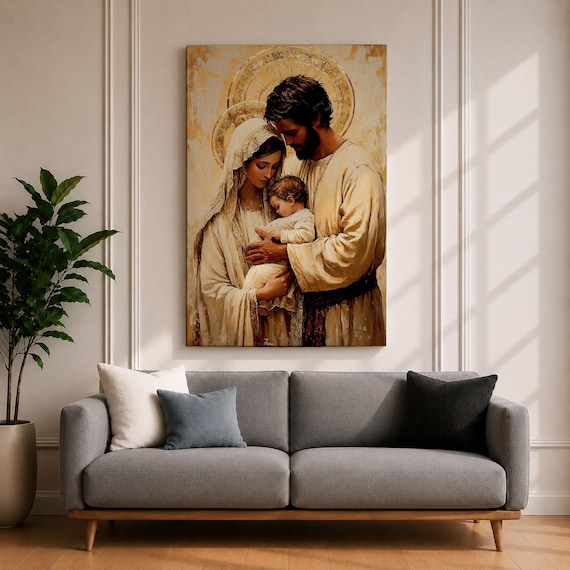 春*I様 美品 希少色 【trippen Opus 灰38(23.5~24.5㎝ Holy Family Wall Art Jesus Mary Joseph Framed Canvas Christian