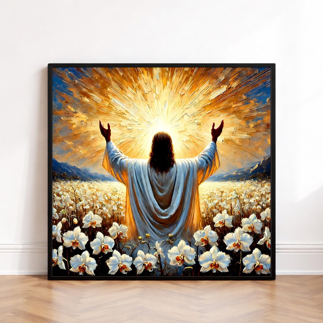Jesus Resurrection Floral Art Print: Christian Sacred Wall Decor ...