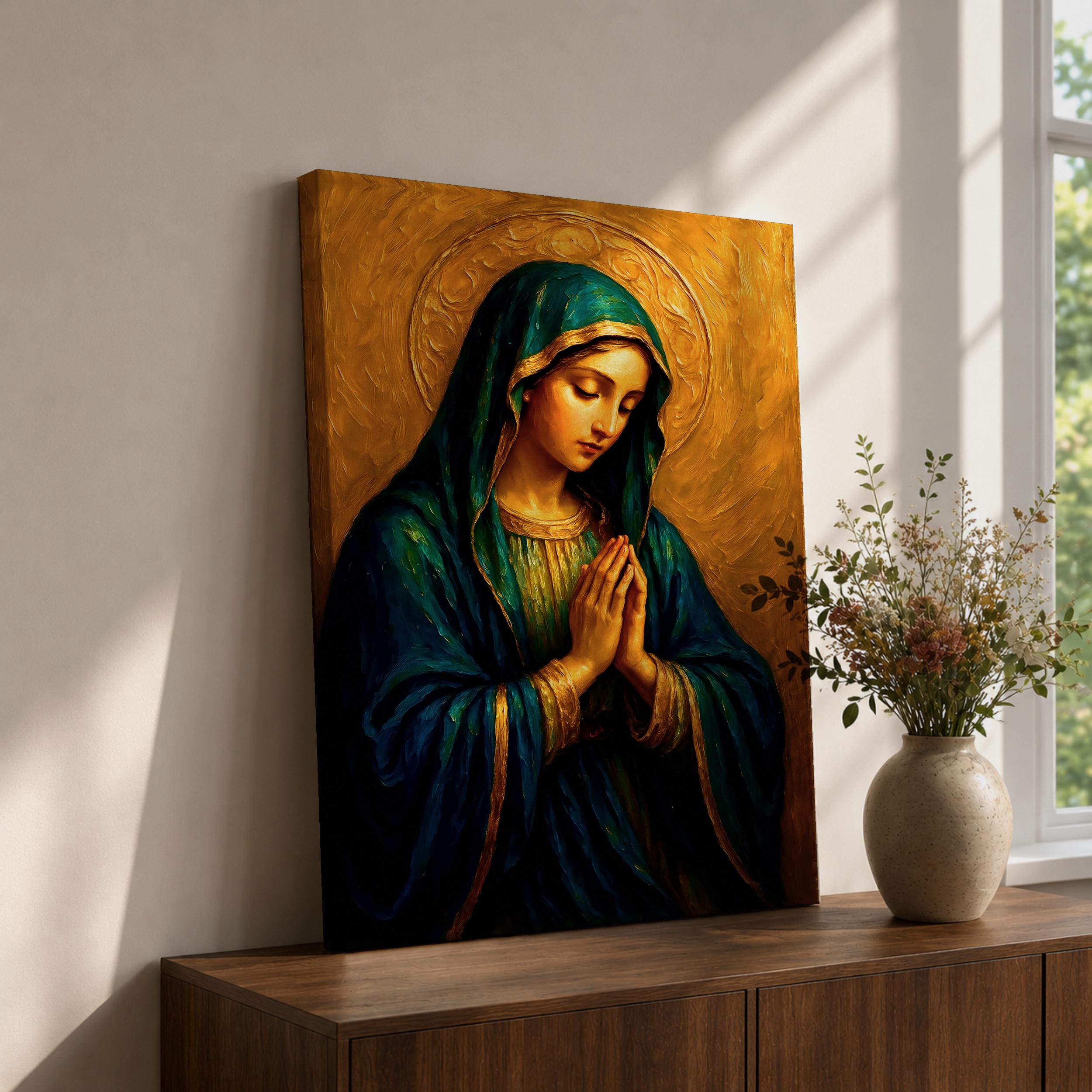 Virgin Mary Wall Art Our Lady of Sorrows Framed Canvas Catholic Sacred ...
