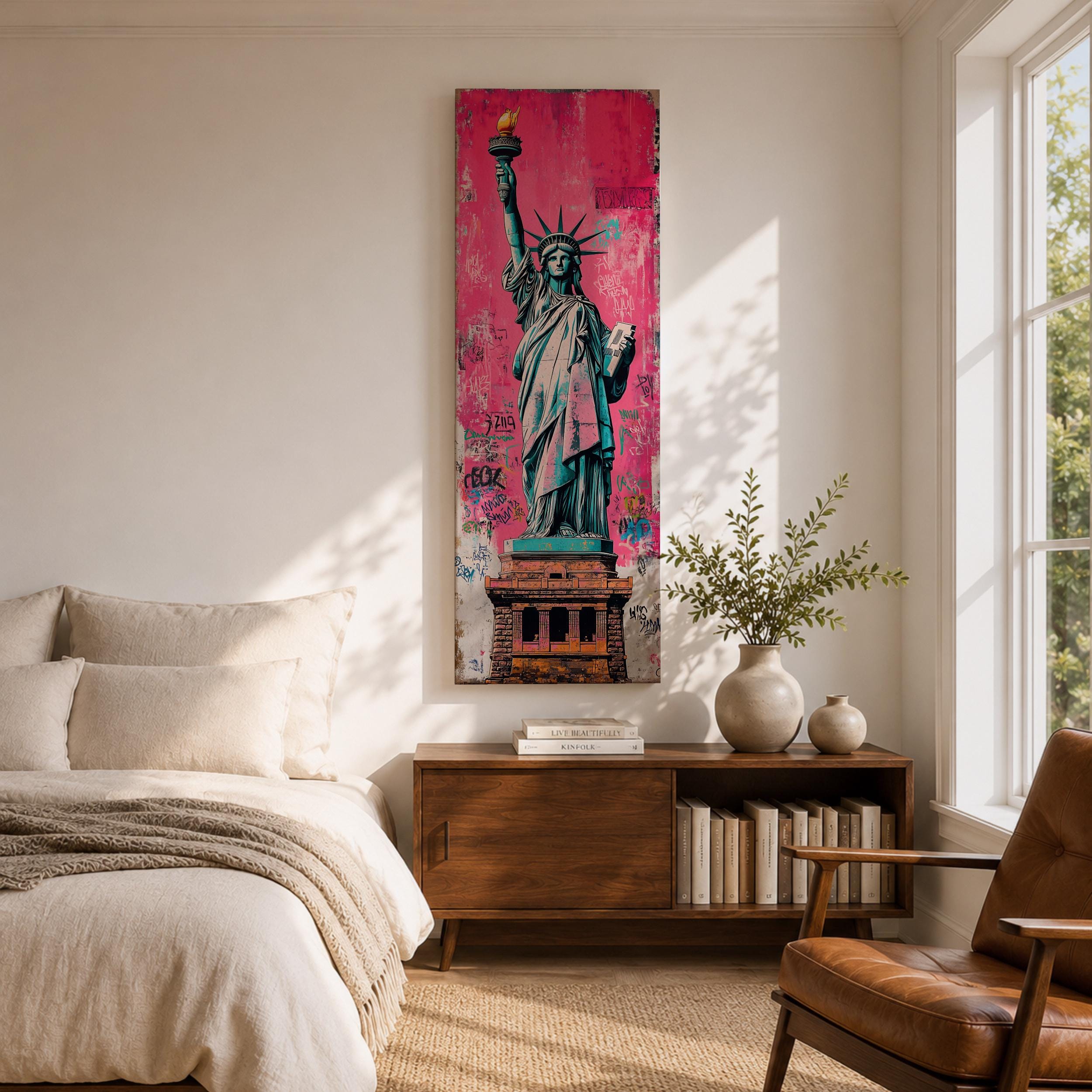 Statue Liberty Tall Narrow Wall Art New York Long Vertical Framed