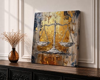 Bilancia della Giustizia - Quadro su tela incorniciato - Impasto legale - Decorazione per ufficio o casa