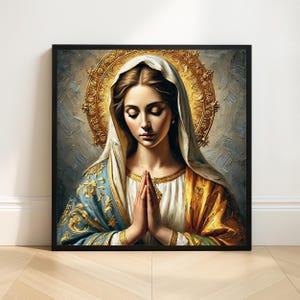 Blessed Virgin Mary Wall Art Print | Catholic Religious Decor | Holy Digital Download