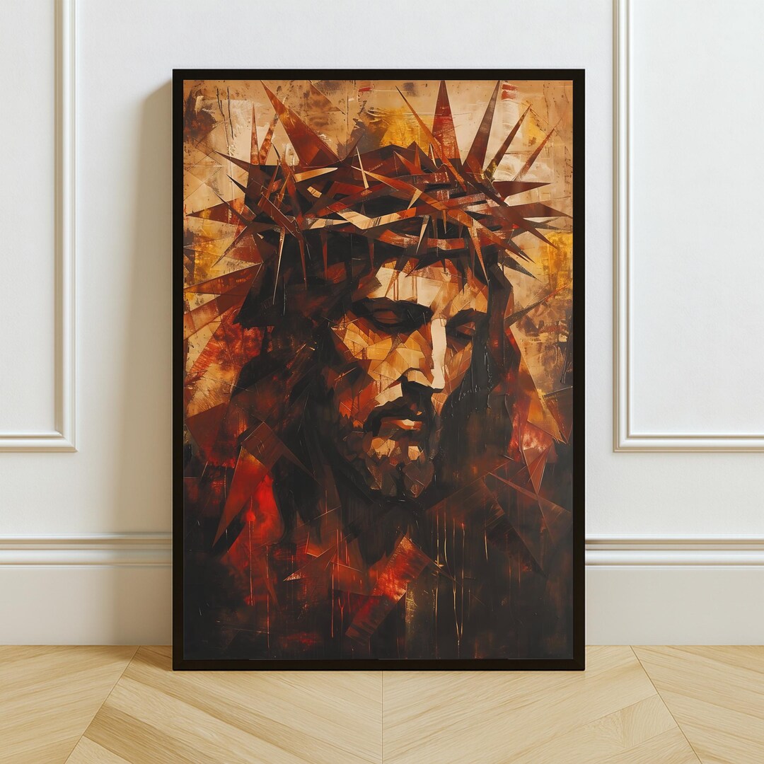 Jesus Christ Crown of Thorns Art: Christian Sacred Wall Decor (Digital ...