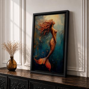 Mermaid Mythical Wall Art Sea Goddess Nymph Ocean Fantasy Gift Living Room Home Decor