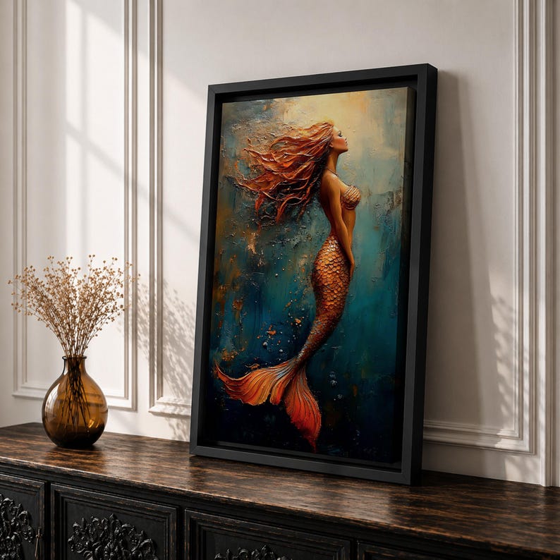 Mermaid Mythical Wall Art Sea Goddess Nymph Ocean Fantasy Gift Living Room Home Decor