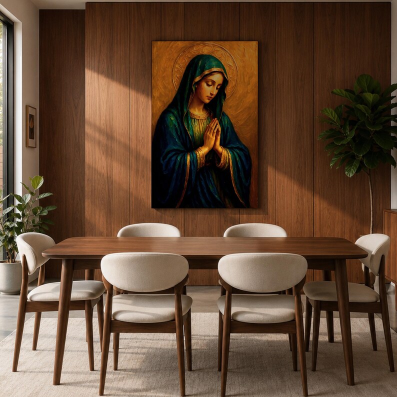 Virgin Mary Wall Art Our Lady of Sorrows Framed Canvas Catholic Sacred ...