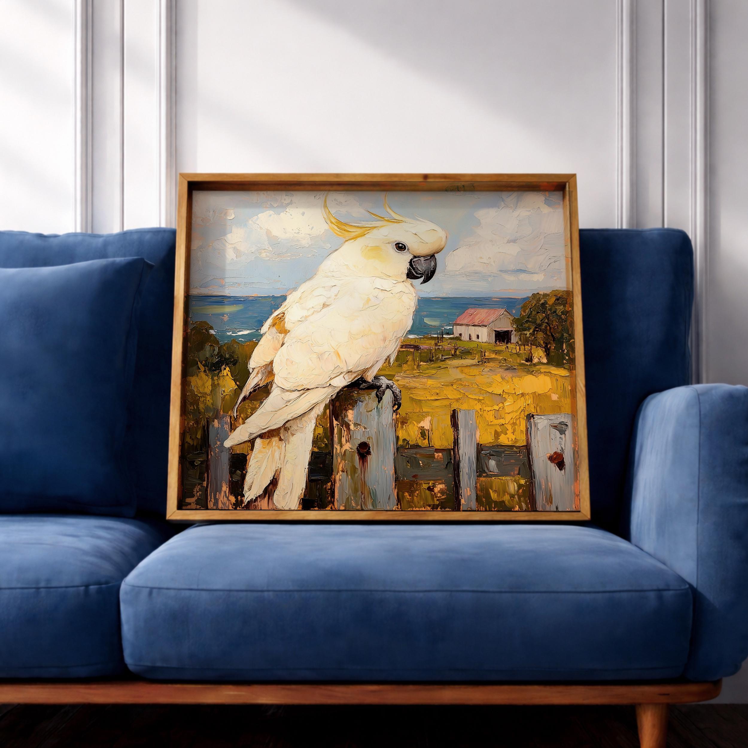 Cockatoo Wall Art Sulphur Crested Parrot Framed Canvas Australian