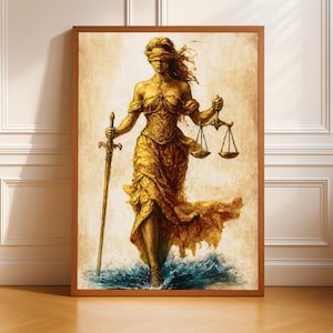 Vintage Lady Justice Oil Painting Art Print: Legal Office Decor (Digital Download)