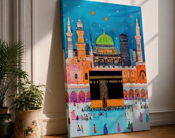 Kaaba Wall Art, Masjid al-Haram Canvas Print, Islamic Wall Decor, Mecca Skyline,  Muslim Decor,