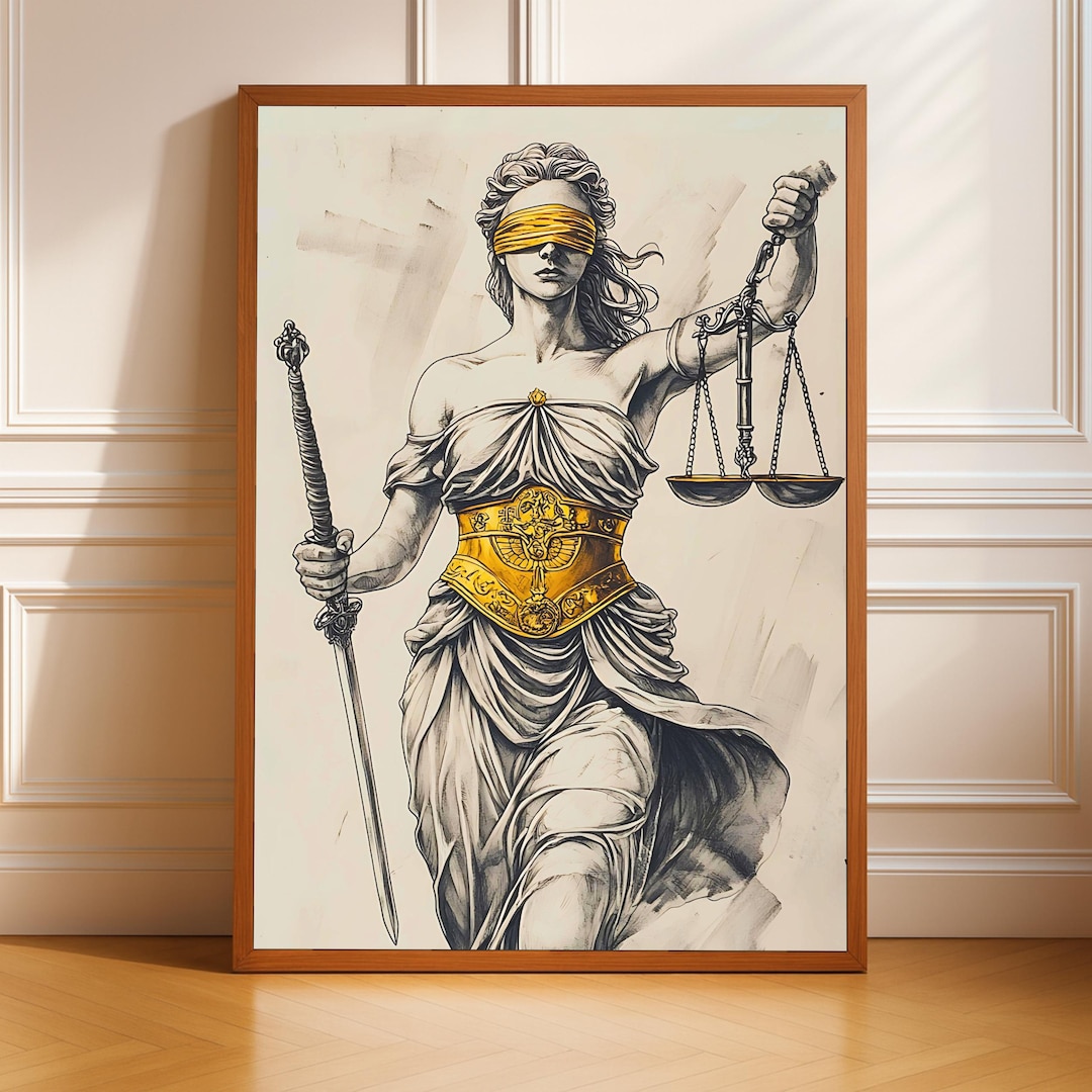 Lady Justice Vintage Art Print: Lawyer Legal Office Courtroom Decor ...