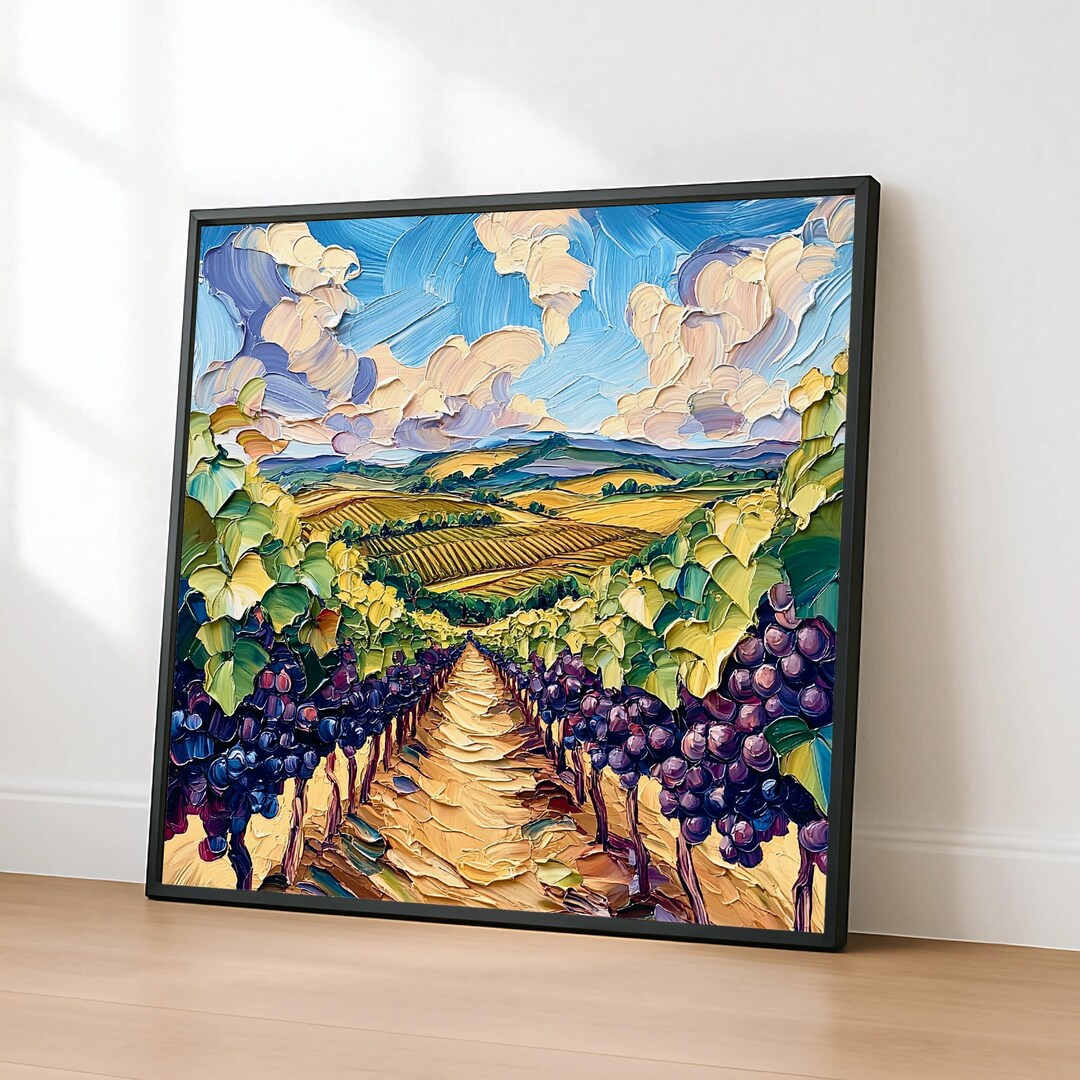 Vineyard Landscape Digital Art Print | Square Countryside Wall Decor ...