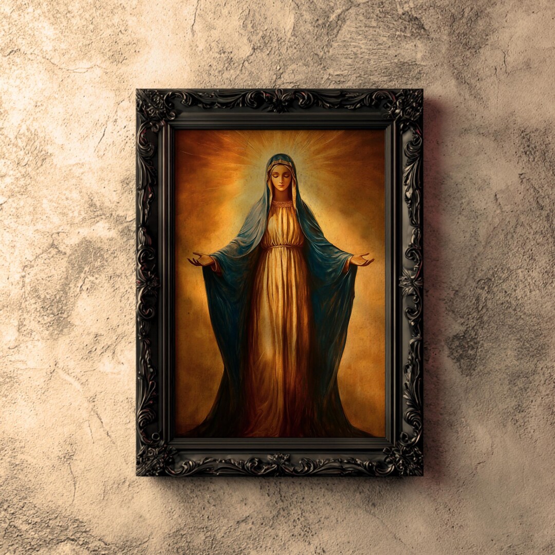 Virgin Mary Wall Art Our Lady Grace Framed Canvas Catholic Sacred ...