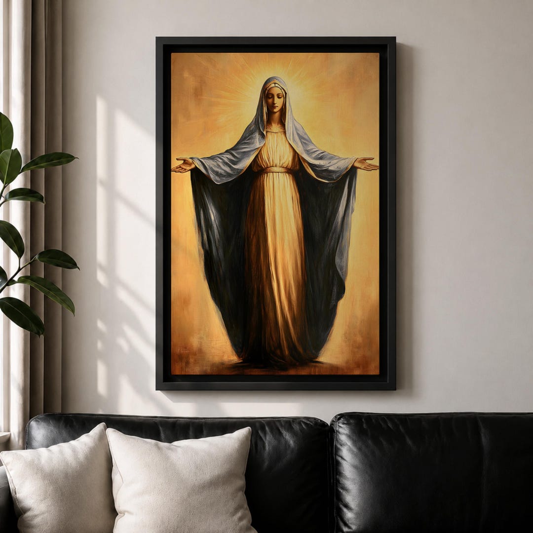 Our Lady of Grace Wall Art Blessed Virgin Mary Framed Canvas Vintage ...