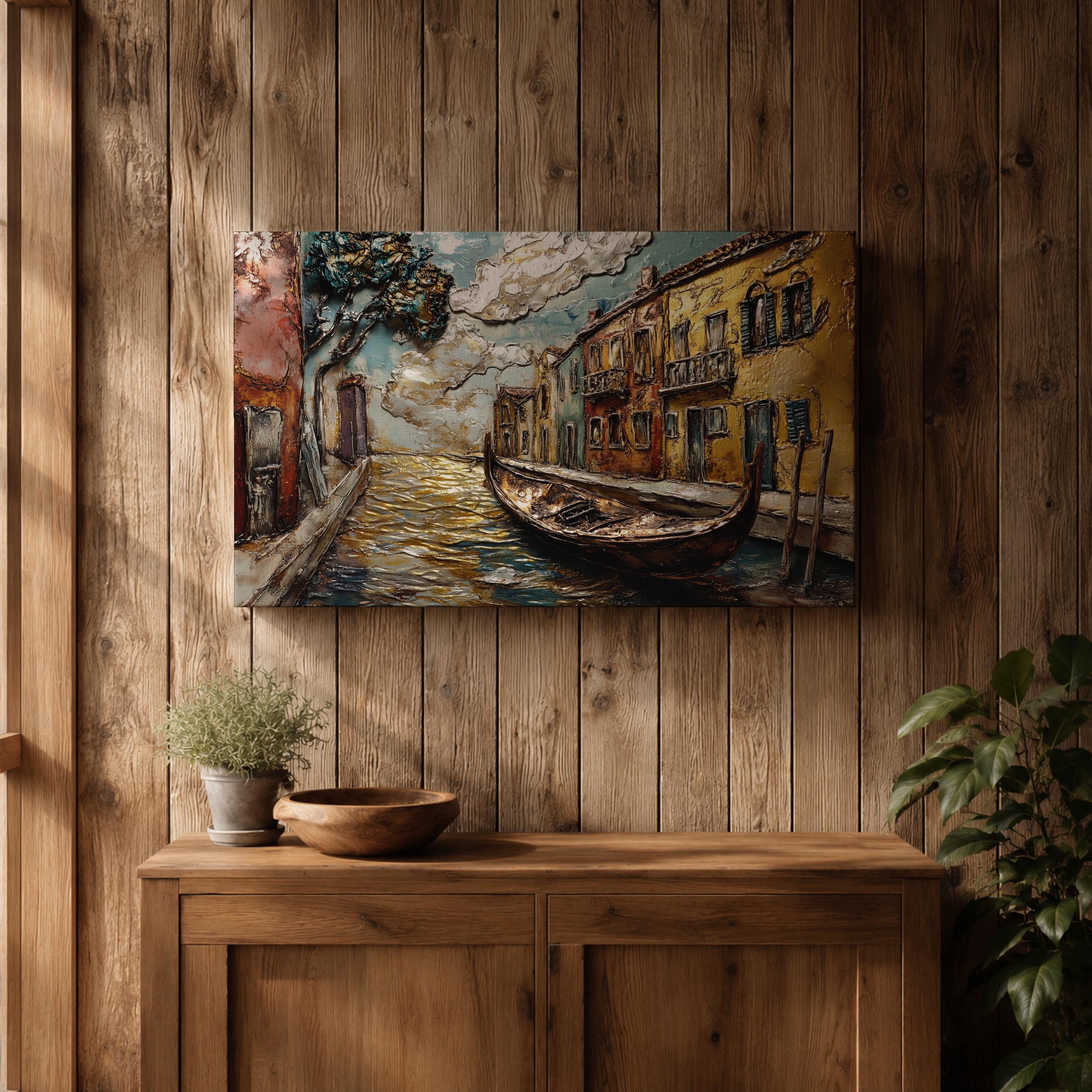 Venice Canal Wall Art Italian Cityscape Framed Canvas Gondola