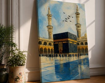 Kaaba Mecca Wall Art Masjid Al Haram Framed Canvas Islamic Mosque Prayer Room Decor